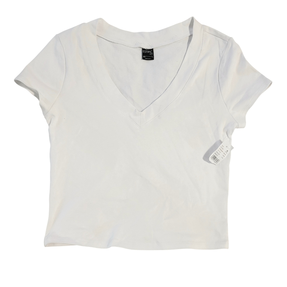 Womans NWT Pacsun PAC 1980 Evolve Fitted V-Neck White T-Shirt
